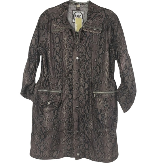 MICHAEL KORS NWT SNAKE SKIN RAIN JACKET SIZE SMALL PETITE $165 MSRP - Picture 2 of 8